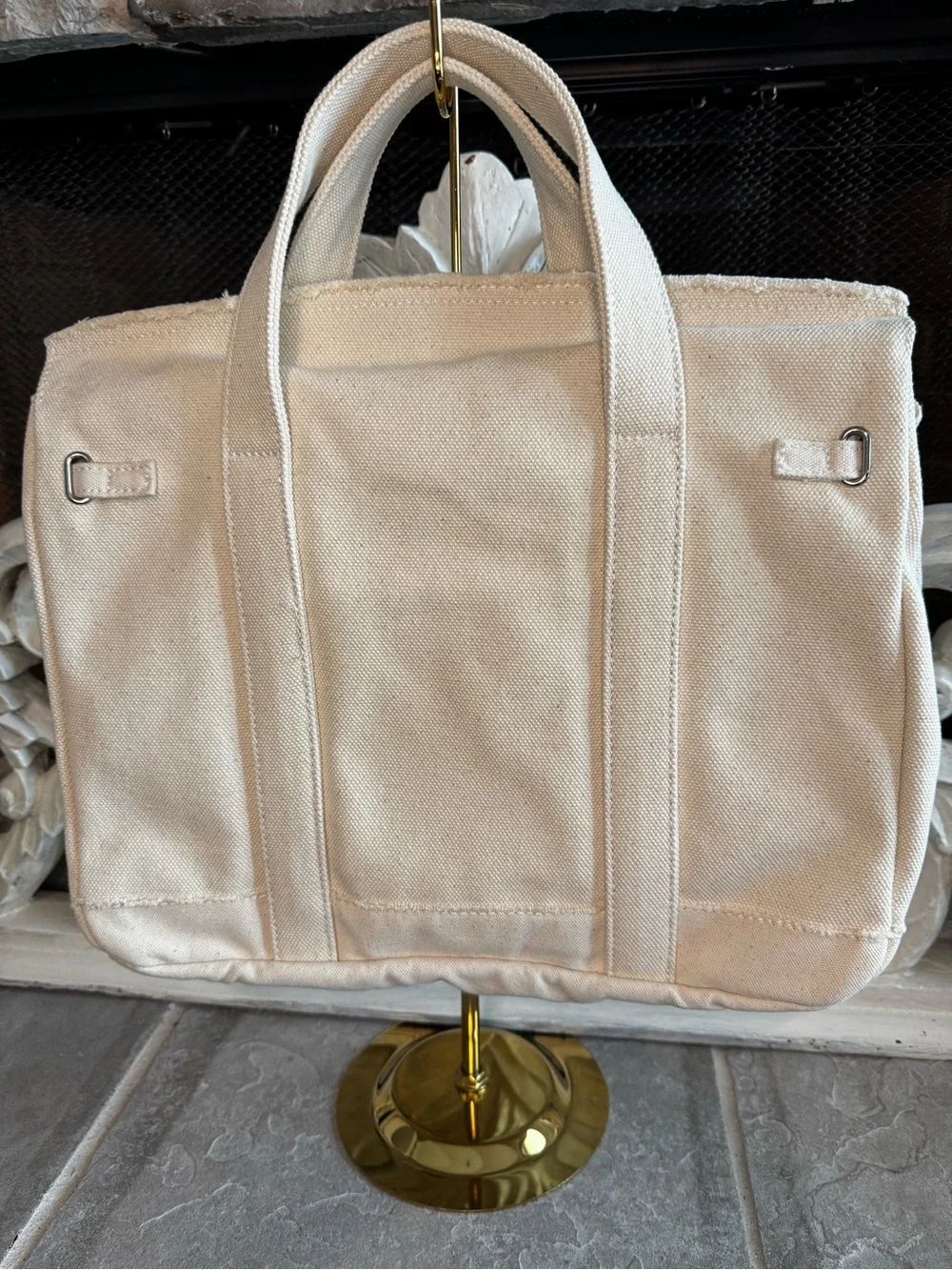 Cream Canvas Tote Bag for Men